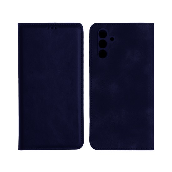 Leather Flip Cover with Camera Shield and Internal Pocket for Samsung Galaxy A24 Blue